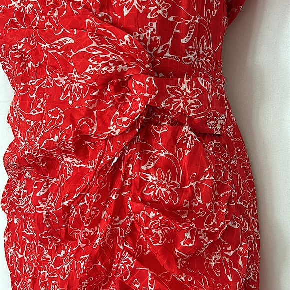 Parker NWT Pretty Red Aurora Short Sleeve Flounce Silk Dress **Size 2** 🌺🌺 - Picture 6 of 7